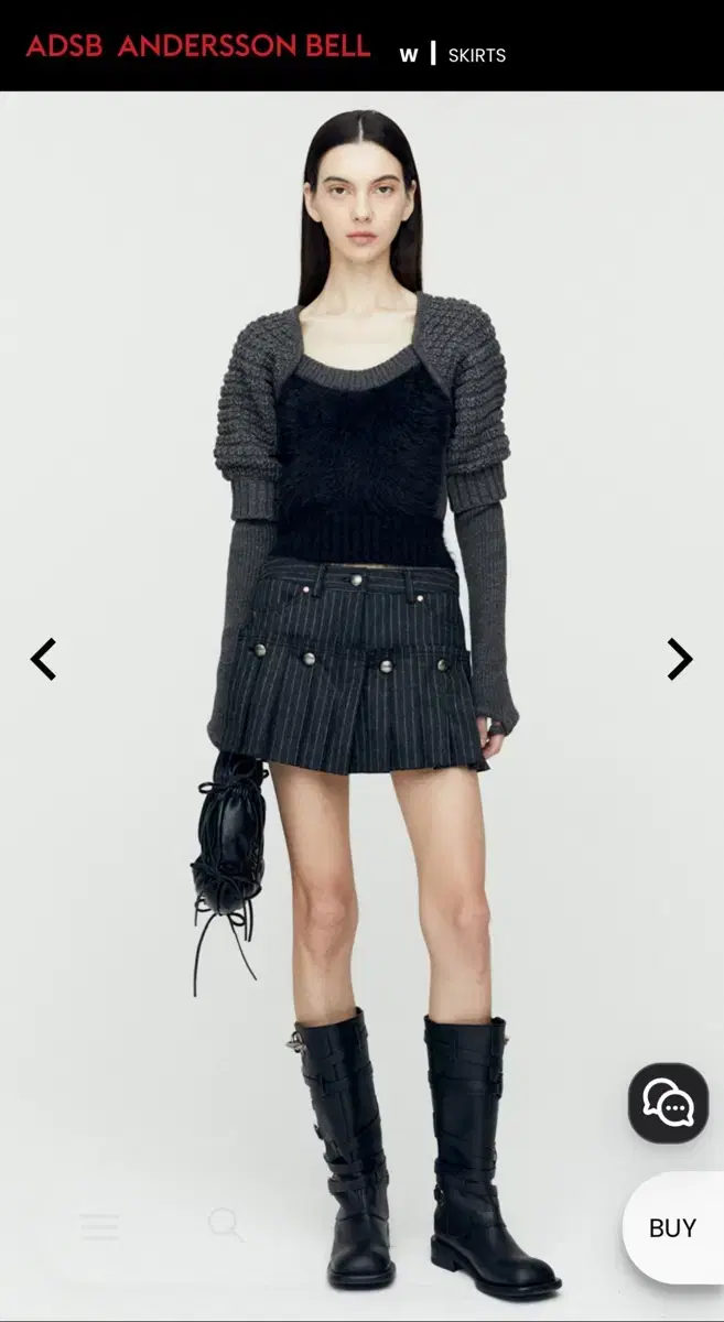 [36] 앤더슨벨 STRIPE WOOL SKORT (BLACK)